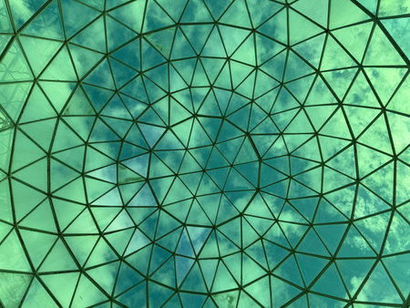 In the winter of 2025, the green dome of the viewing platform in the southern city square of China.の写真素材