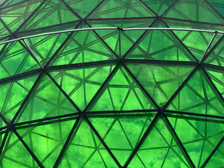 In the winter of 2025, the green dome of the viewing platform in the southern city square of China.の写真素材