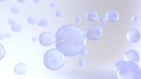 Abstract background with air bubbles. Bubbles floating in water. 3D rendering