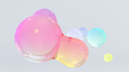 3d rendering of multi-colored balloons on a white background.