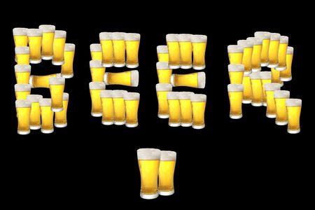 The word beer composed of beer pintsの写真素材