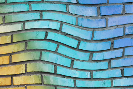 Colorful swirled brick wall