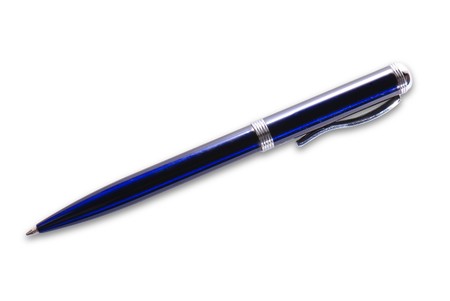 Blue pen isolated on white backgroundの写真素材