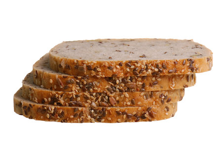 Brown bread with seeds isolated on white background