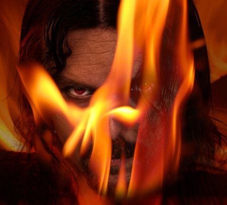 Flaming demon - halloween themeの写真素材