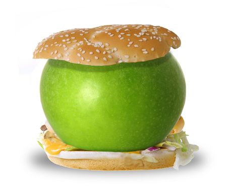 Apple burger isolated on white backgroundの写真素材