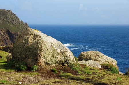 Beautiful coastal landscape in Land's End, UK の写真素材