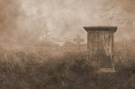 gravestone in moonlight vintage background