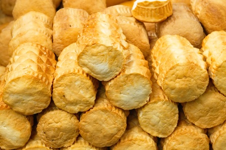 Traditional Polish smoked cheese called oscypekの写真素材