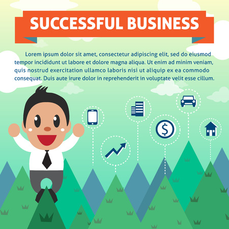 Successful businessman on the mountainのイラスト素材