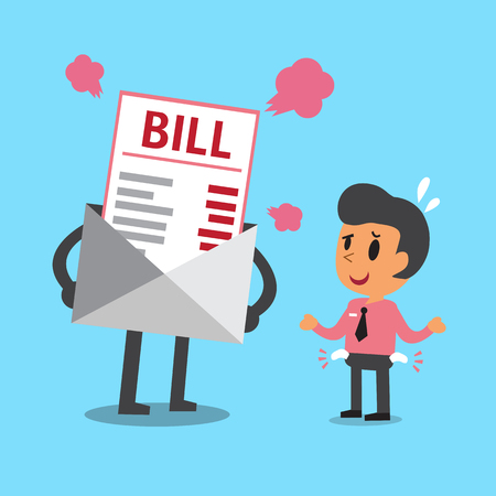 Cartoon businessman does not have money to pay billのイラスト素材