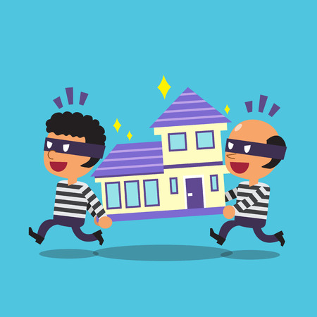 Cartoon thieves stealing a houseのイラスト素材