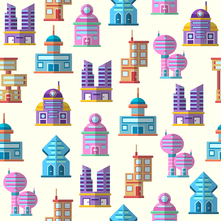 colorful building seamless pattern backgroundのイラスト素材