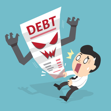 Cartoon businessman and debt letterのイラスト素材