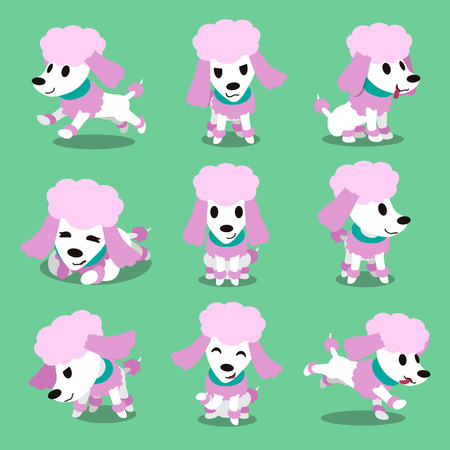 Cartoon character poodle dog posesのイラスト素材