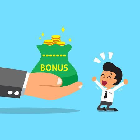 Business big hand giving bonus money to businessmanのイラスト素材