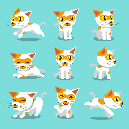 Cartoon character cat posesのイラスト素材