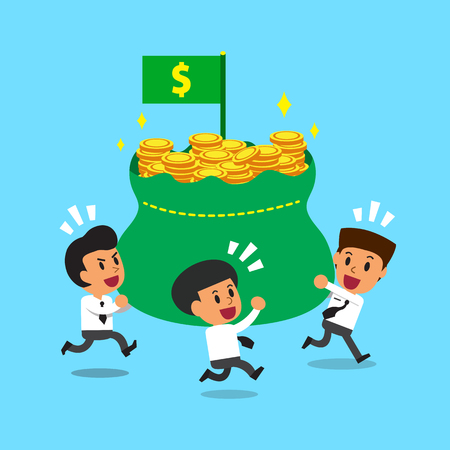 Businessmen carrying big money bagのイラスト素材