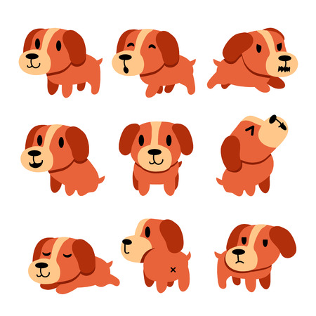 Cartoon character dog poses setのイラスト素材