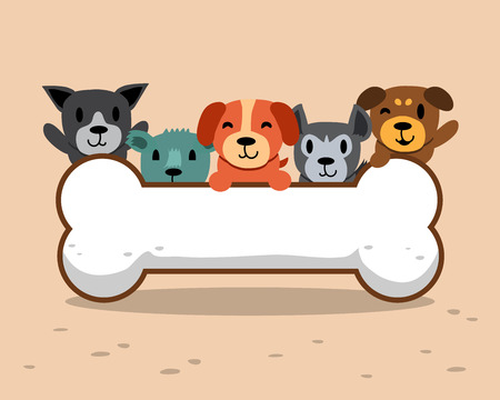 Cartoon dogs with big boneのイラスト素材