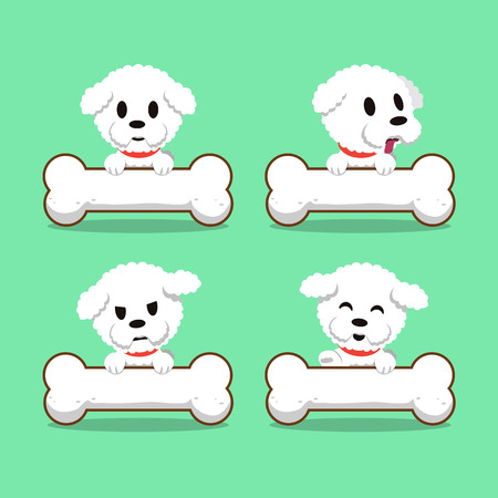 Cartoon character bichon frise dog with big bonesのイラスト素材