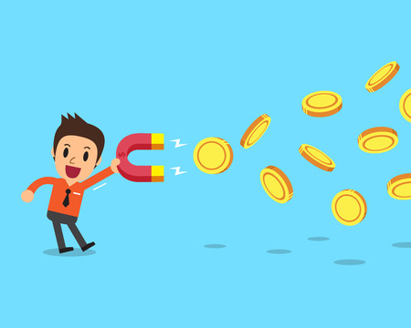 Business concept businessman using a magnet to attracts moneyのイラスト素材