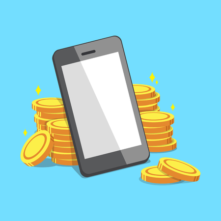 Smartphone and money coinsのイラスト素材
