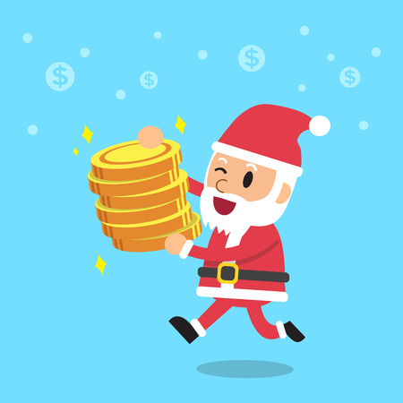 Cartoon santa claus holding money coinsのイラスト素材