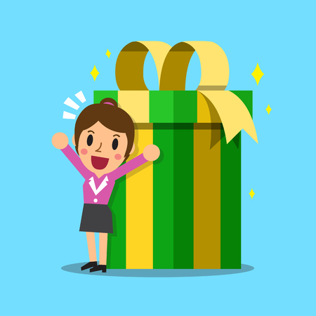 Businesswoman and big gift boxのイラスト素材