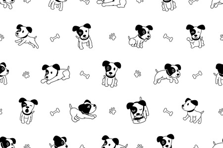 Vector cartoon character jack russell terrier dog seamless patternのイラスト素材