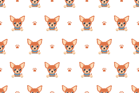 Vector cartoon character brown chihuahua dog seamless patternのイラスト素材