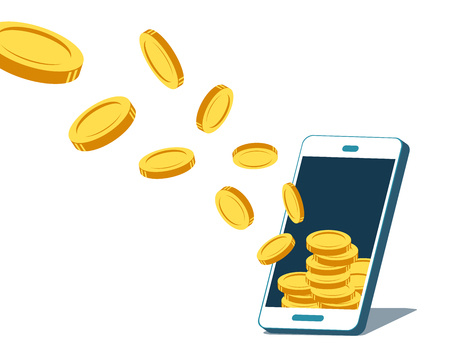 Vector smartphone attracting money coinsのイラスト素材