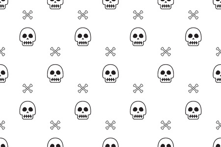Vector cartoon skull and bone seamless patternのイラスト素材