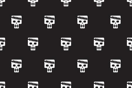 Vector cartoon skull seamless patternのイラスト素材