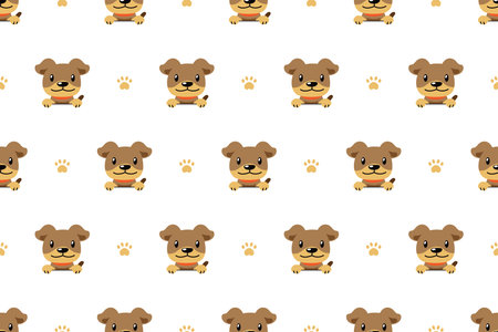 Vector cartoon character brown dog seamless patternのイラスト素材