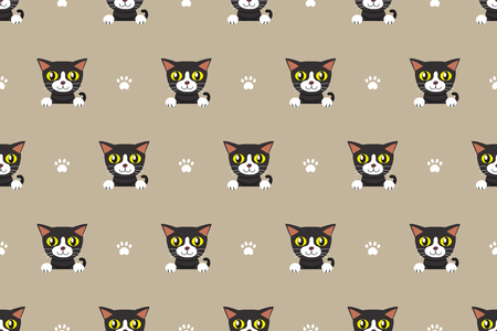 Vector cartoon character cat seamless patternのイラスト素材