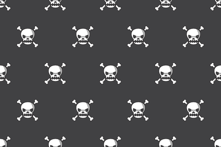 Cartoon vector seamless pattern background of skull and boneのイラスト素材