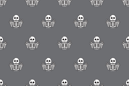 Cartoon vector seamless pattern background of funny skeletonのイラスト素材
