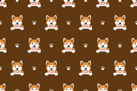 Vector cartoon character akita inu dog seamless pattern background for design.のイラスト素材
