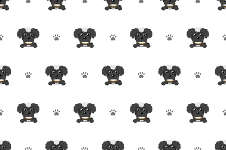 Vector cartoon character black maltese dog seamless pattern background for design.のイラスト素材