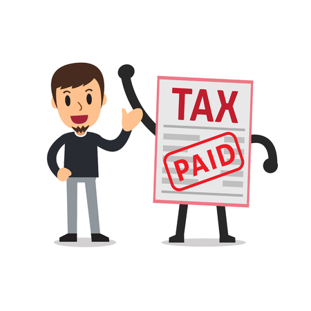 Vector cartoon a man paid tax for design.のイラスト素材