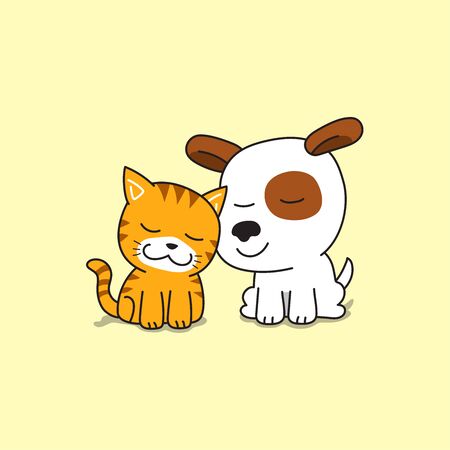 Vector cartoon character cute cat and dog for design.のイラスト素材
