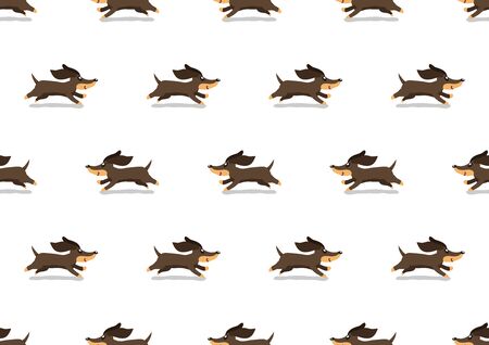 Vector cartoon cute dachshund dog seamless pattern background for design.のイラスト素材