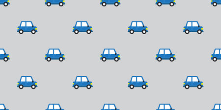 Vector car seamless pattern background cartoon style for design.