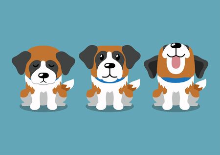 Cartoon character saint bernard dog poses for design.のイラスト素材