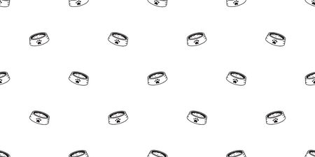Vector cartoon dog food bowl seamless pattern background for design.のイラスト素材