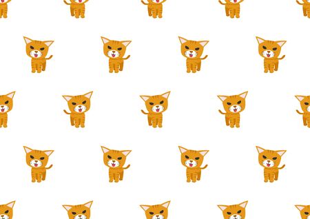 Cartoon vector character cute tabby cat seamless pattern background for design.のイラスト素材