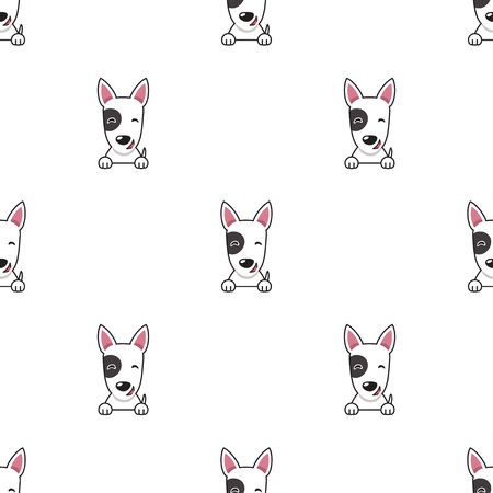 Cartoon character bull terrier dog seamless pattern background for design.のイラスト素材
