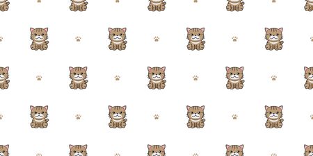 Cartoon character tabby cat seamless pattern background for design.のイラスト素材