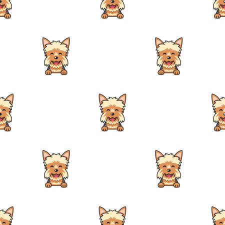 Vector cartoon character yorkshire terrier dog seamless pattern background for design.のイラスト素材